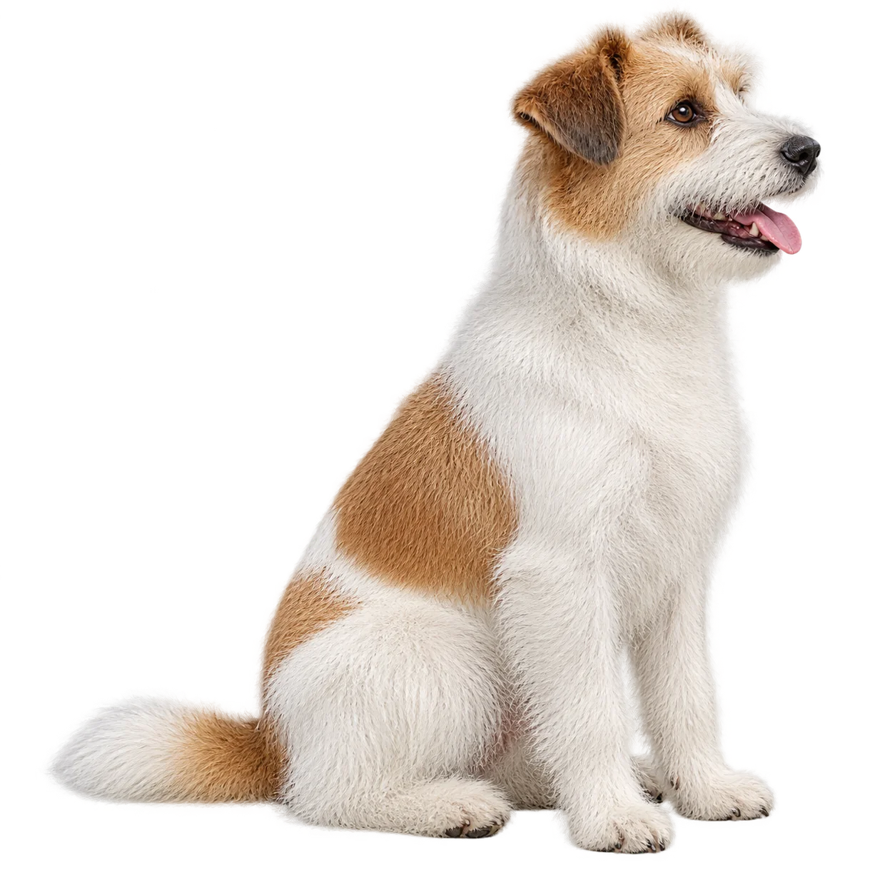 The same dog isolated with visible fur edges on a transparent background