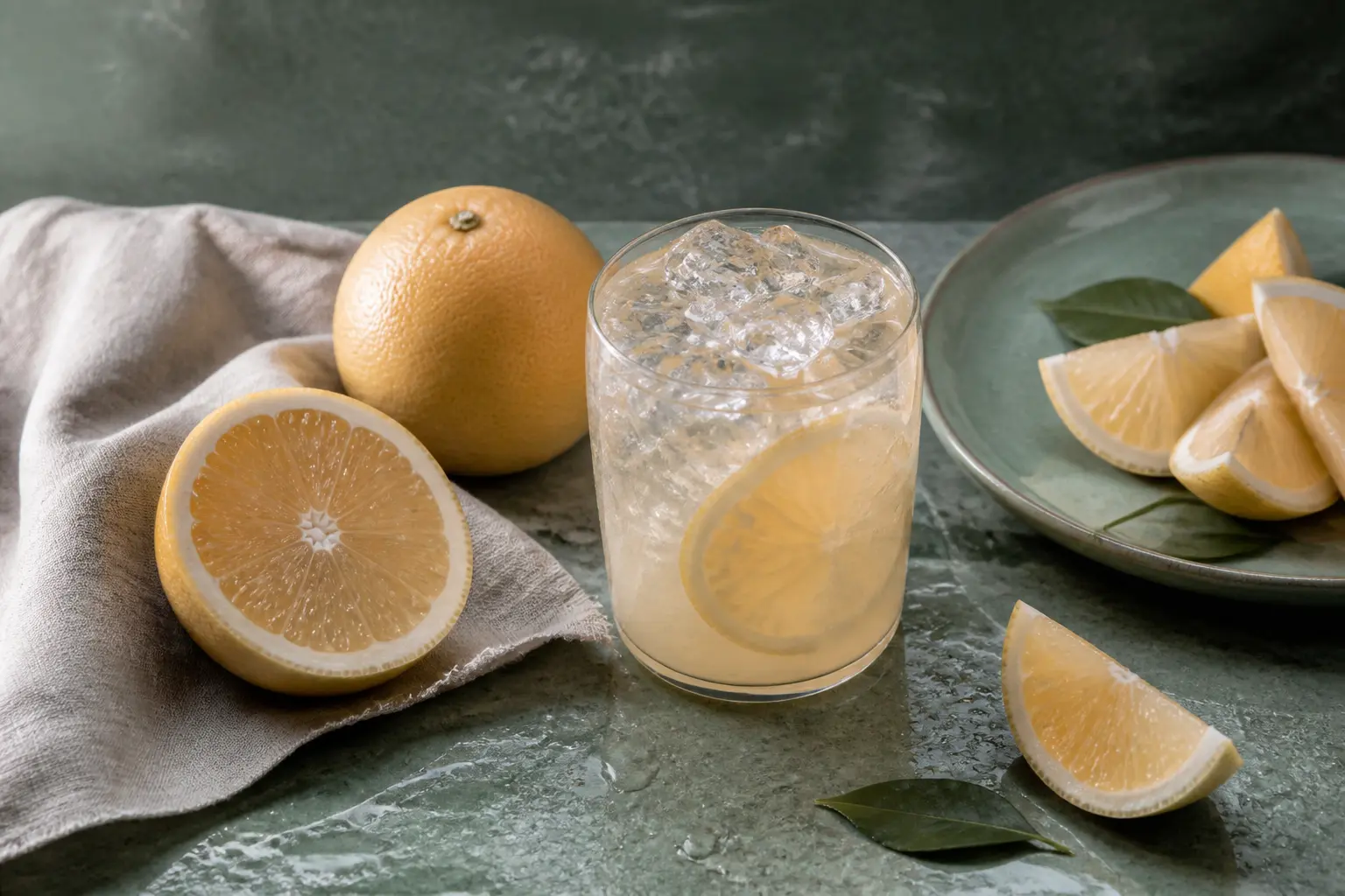 Glass and citrus commercial still life