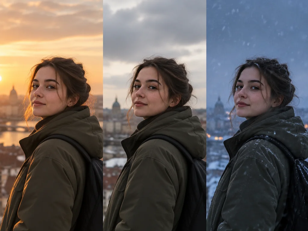A subject and object shown with stable identity and composition