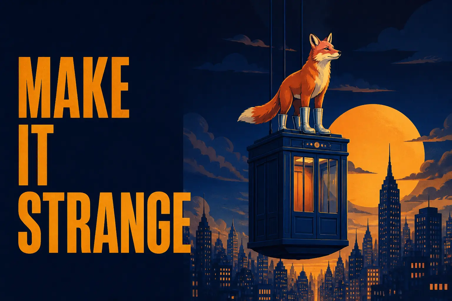 Bold fox character in a graphic setting