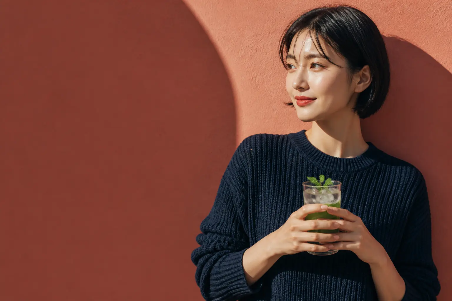 Lifestyle portrait with copy space