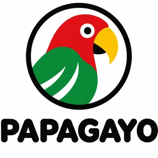 Flat parrot logo with the wordmark PAPAGAYO on white