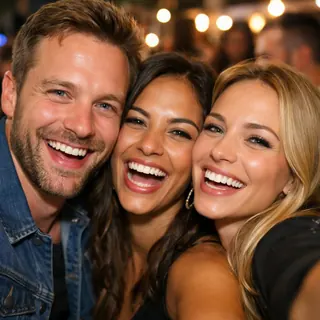 A group selfie of three friends