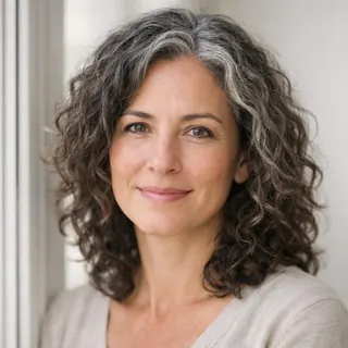 A woman's face lit evenly by window light