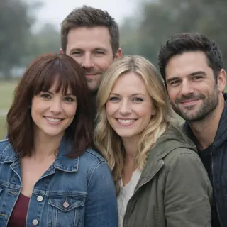 A group photo where one man's head is partly hidden behind others
