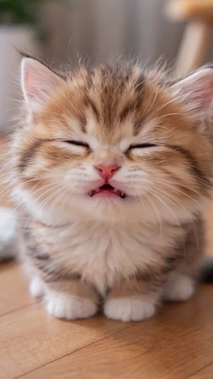 The cat with its eyes shut and its head tilted, smug