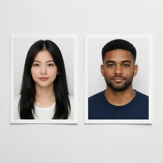 两张人像照片并排：黑色长发的女生和留短卷发、蓄胡子的男生