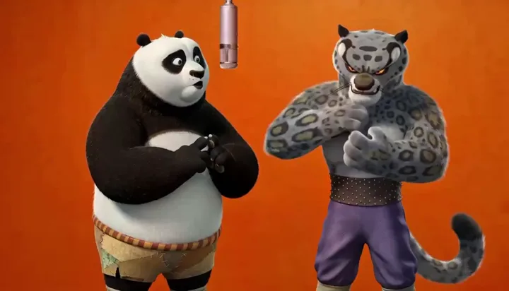 A panda and leopard character remix the orange performance setup.